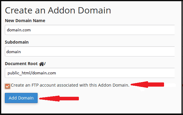 Addon Domain FTP Hesabı Oluşturma