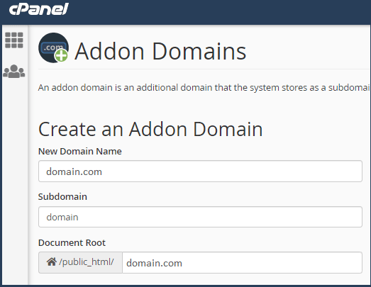 cPanel Addons Domain Oluşturma